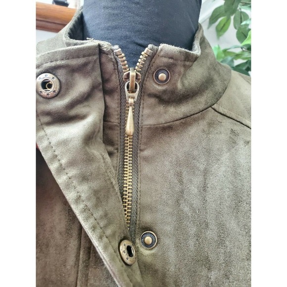 Linea Women Green Polyester Long Sleeve High Neck Full Zip Front Casual Jacket M - Picture 9 of 11